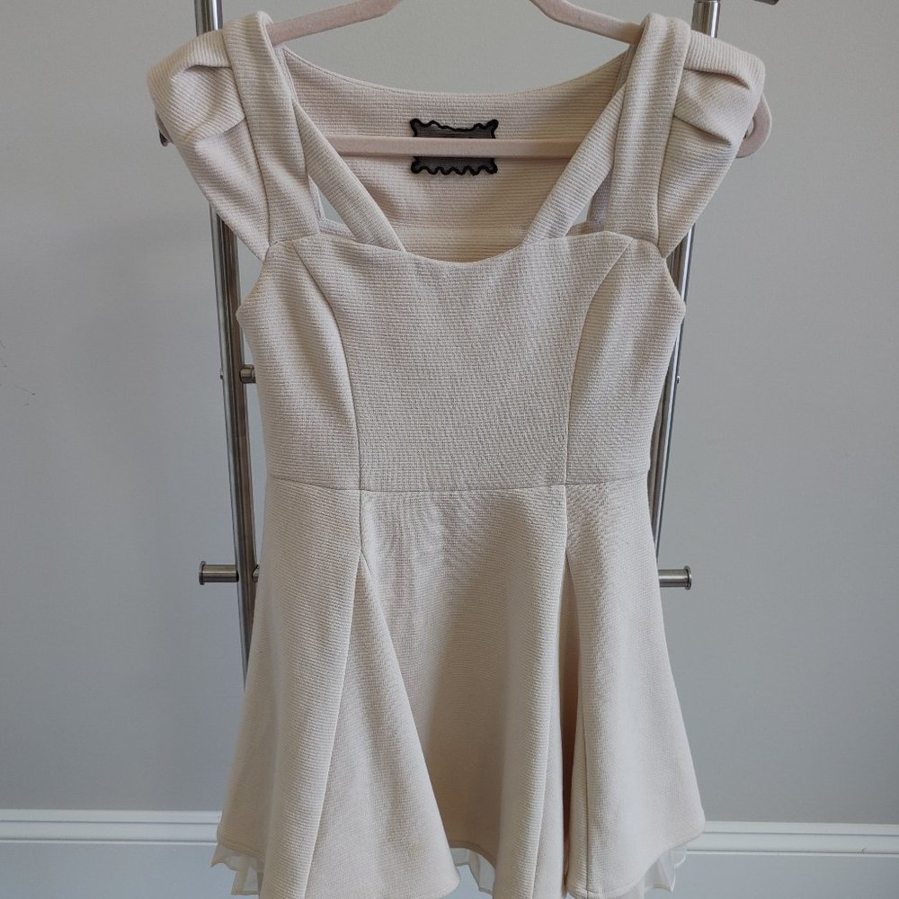 SNIDEL Size F Women's Sleeveless Lined Mini Dress Kawaii Cute Solid Ivory
